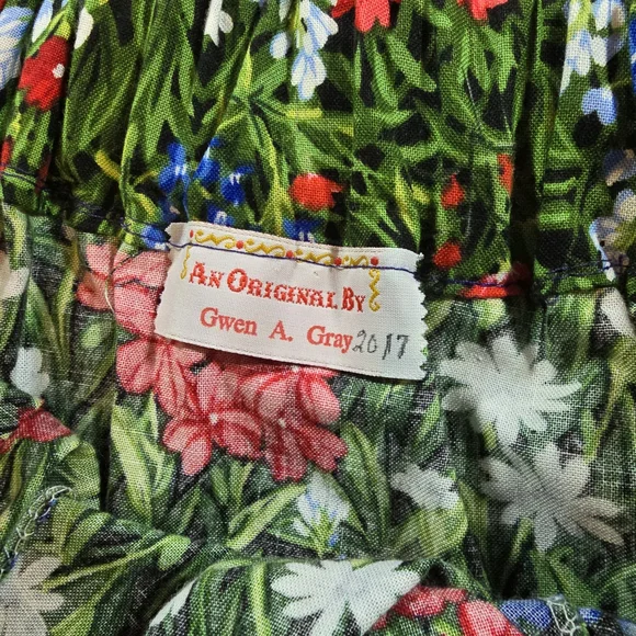 Handmade Boho Asymmetrical Skirt Womens M Green Floral Festival Cottagecore - Picture 2 of 6